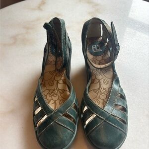 Fly by London green wedge sandals. Size 39